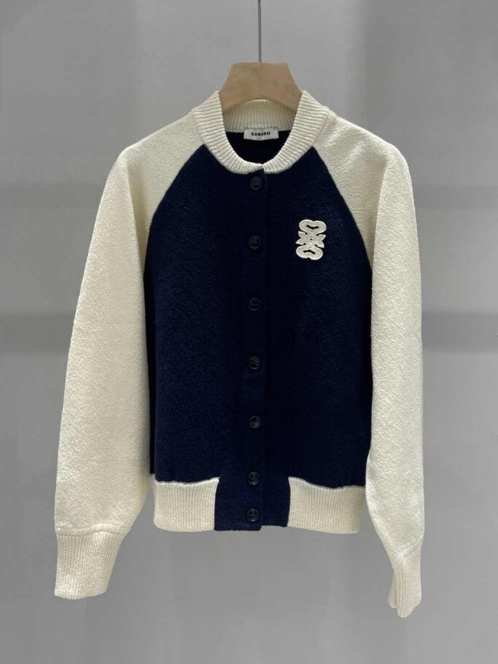 SANDRO letter embroidery single-breasted Baseball jersey Knit jacket - XS/S